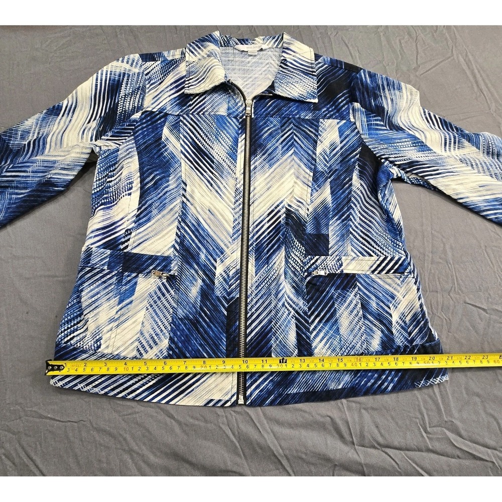 Erin London Womens Large Multicolor Abstract 3/4 Sleeve Zip Front Unlined Jacket - Picture 10 of 11